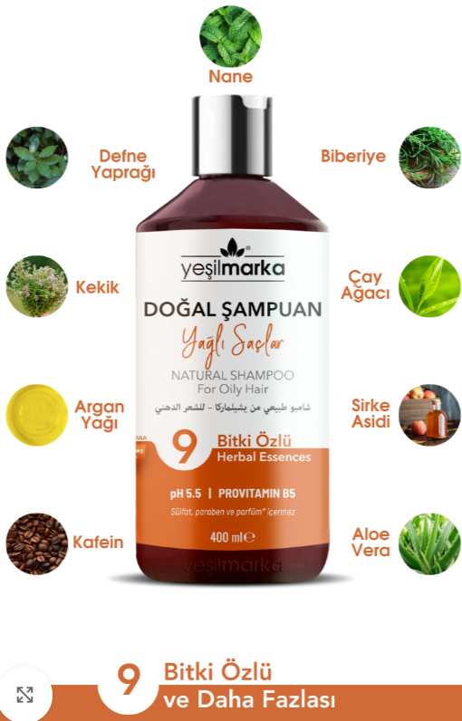 Yeşilmarka Doğal Şampuan Yağlı Saçlar 400 ml