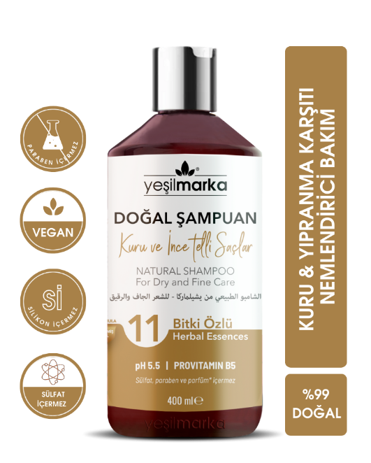 Yeşilmarka Doğal Şampuan Kuru ve İnce Telli Saçlar 400 ml