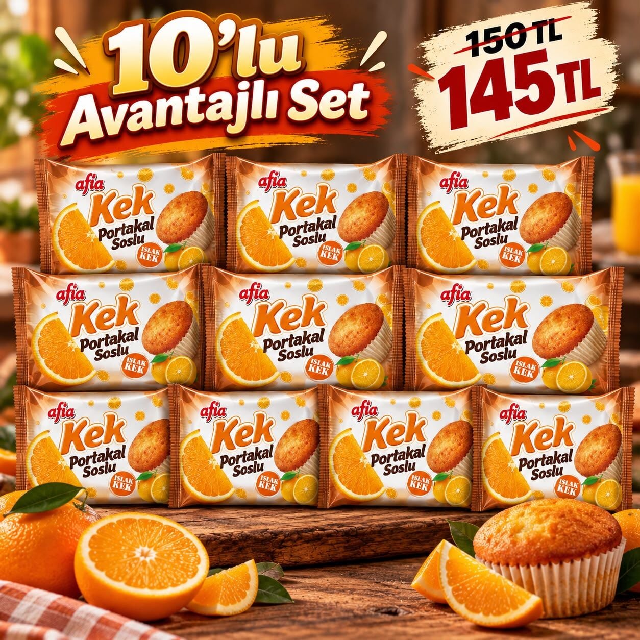 Afia Portakal Soslu Islak Kek 35 Gr 10lu Set