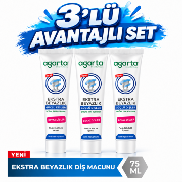 Agarta Doğal Ekstra Beyazlık Güçlü Dişler Diş Macunu 75 Ml 3lü Set