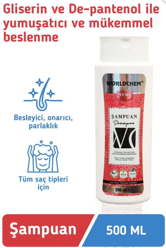 Worldchem Bitkisel Tüm Saç Tipleri Şampuan 500ml