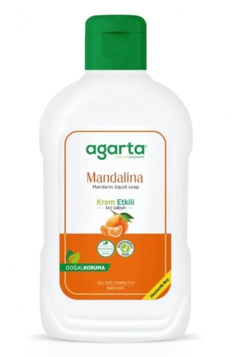 Agarta Doğal Krem Etkili Mandalina Sıvı Sabun 1500ml