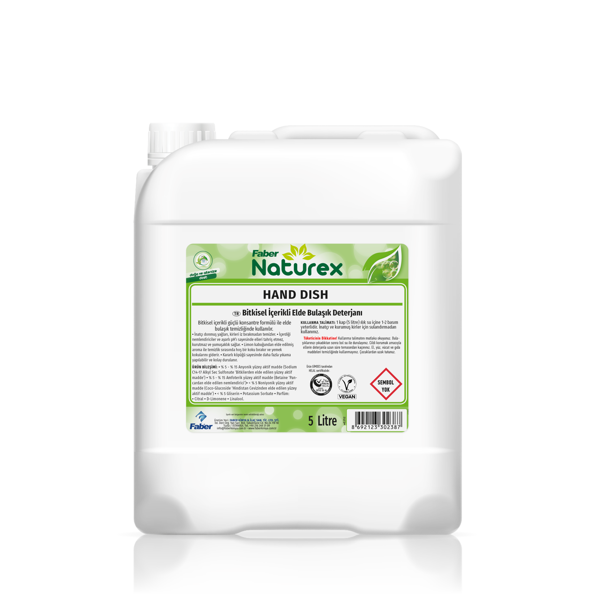 Faber Naturex Elde Bulaşık Deterjanı (5L Bidon)