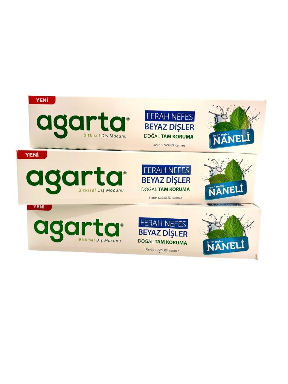 Agarta Doğal Naneli Diş Macunu 100 ml/130 Gr 3lü Set