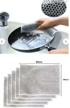 Mikrobiyel Çift Katlı Telli Bulaşık Yıkama Bezi 5li Set