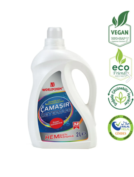 Worldchem Bitkisel Renkliler İçin Sıvı Çamaşır Deterjanı 2LT