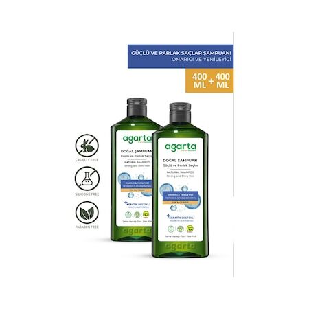 Agarta 2 Adet Güçlü ve Parlak Bakım Şampuanı 400ml+400ml